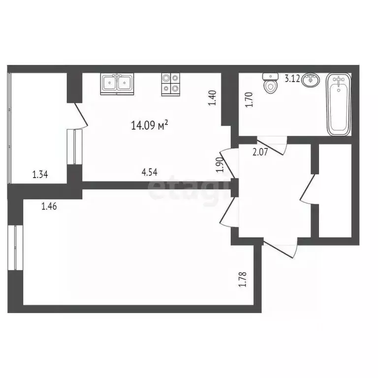 1-к кв. Краснодарский край, Геленджик ул. Олега Анофриева, 1к6 (46.8 ... - Фото 0