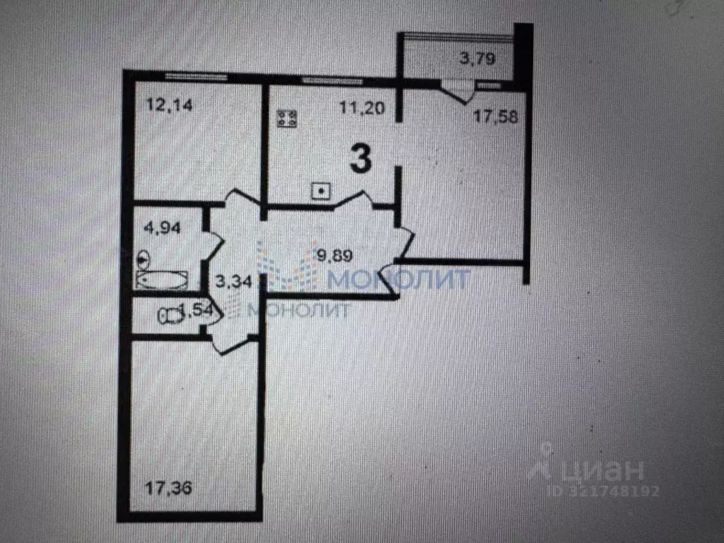 3-к кв. Нижегородская область, Нижний Новгород ул. Родионова, 27 (82.0 ... - Фото 2