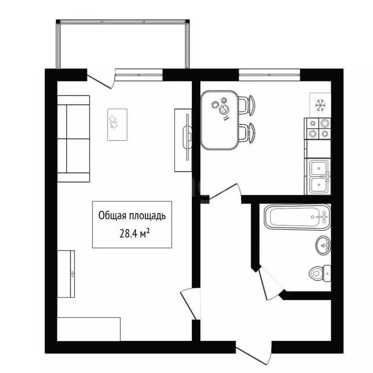 1-комнатная квартира: Искитим, микрорайон Южный, 42 (28.4 м) - Фото 1