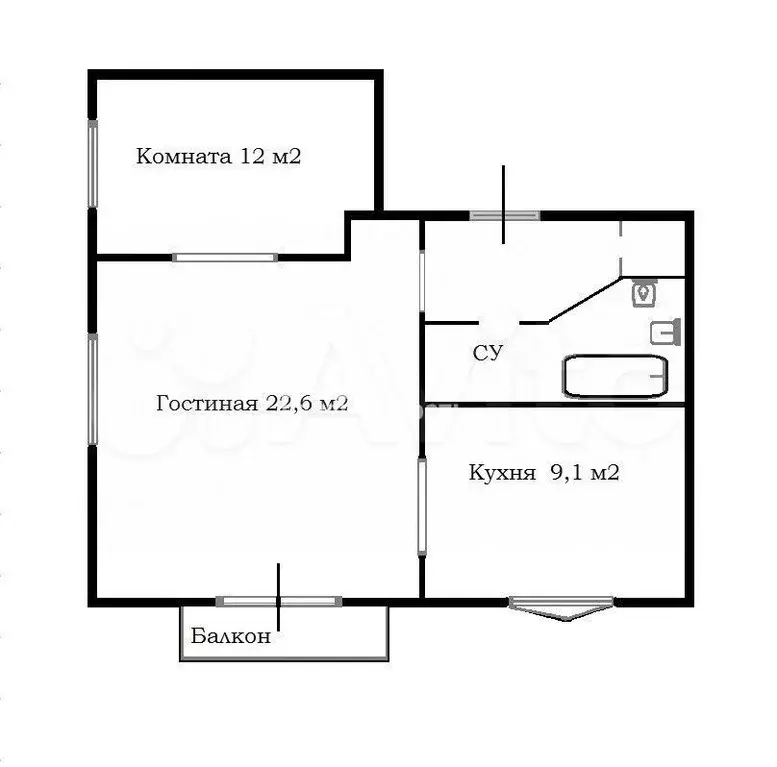 2-к. квартира, 54 м, 3/5 эт. - Фото 0