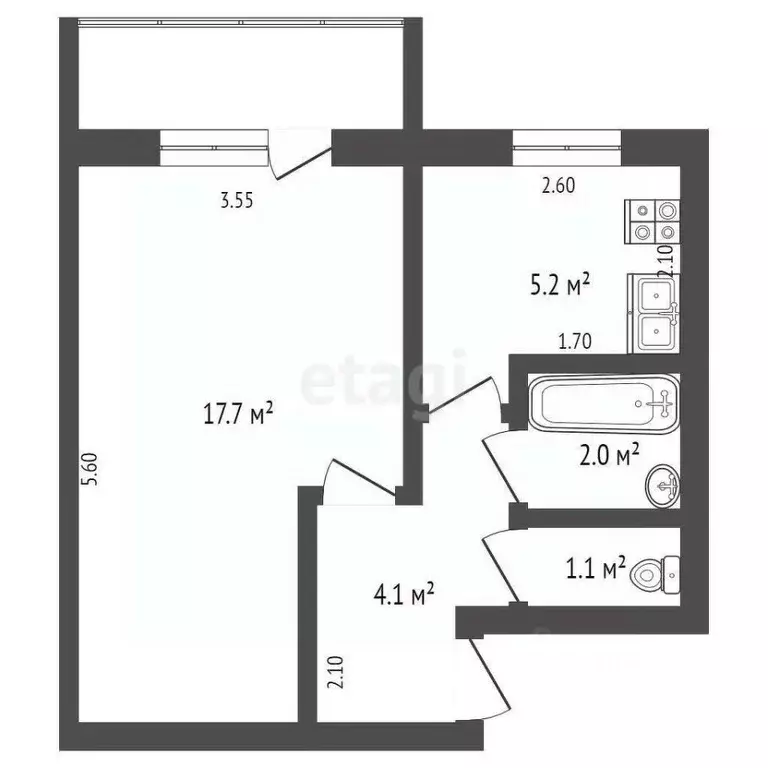 1-к кв. Оренбургская область, Оренбург проезд Газовиков, 24 (30.5 м) - Фото 1