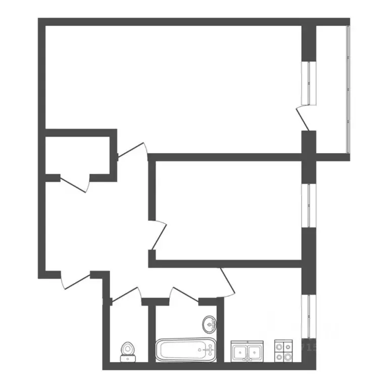 2-к кв. Тюменская область, Тюмень Антипино мкр, ул. Буденного, 6 (43.7 ... - Фото 1