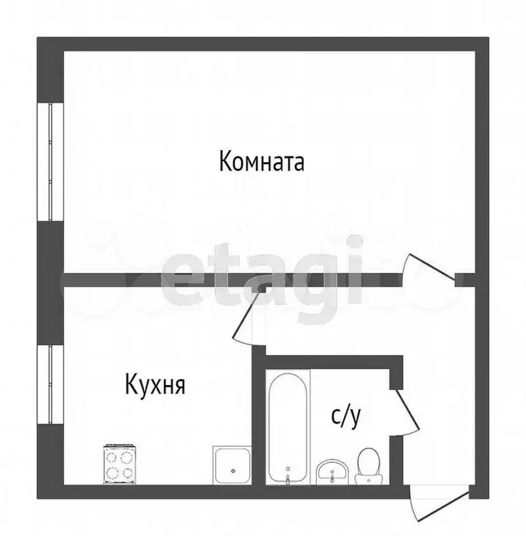 1-к. квартира, 30,5 м, 2/5 эт. - Фото 0