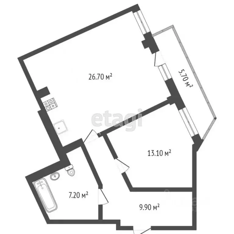 2-к кв. Тюменская область, Тюмень ул. Николая Никитина, 10 (60.0 м) - Фото 2