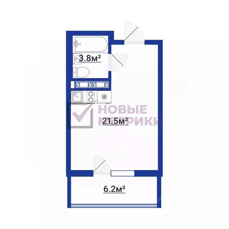 Студия Санкт-Петербург Днепропетровская ул., 37 (25.3 м) - Фото 2