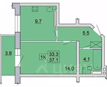 1-к кв. Иркутская область, Иркутск Ново-Ленино мкр, 1-й Ленинский ... - Фото 0