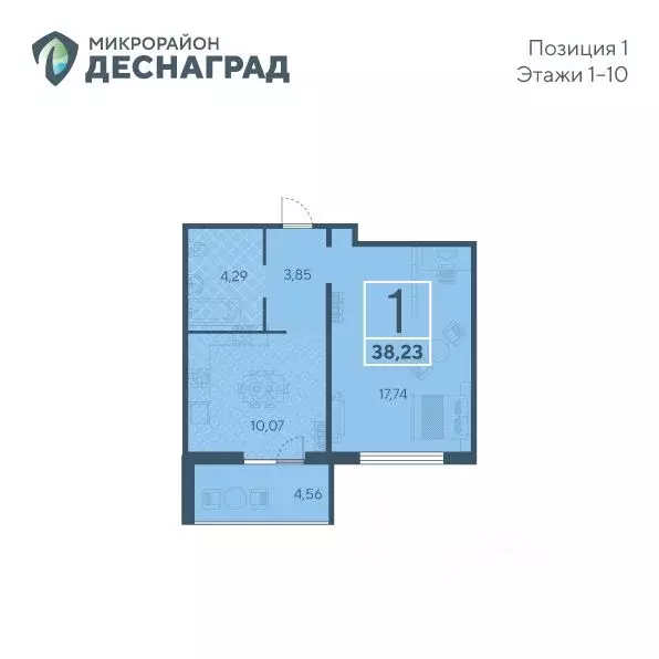 1-к кв. Брянская область, Брянск ул. А.К. Толстого, 3 (38.23 м) - Фото 0