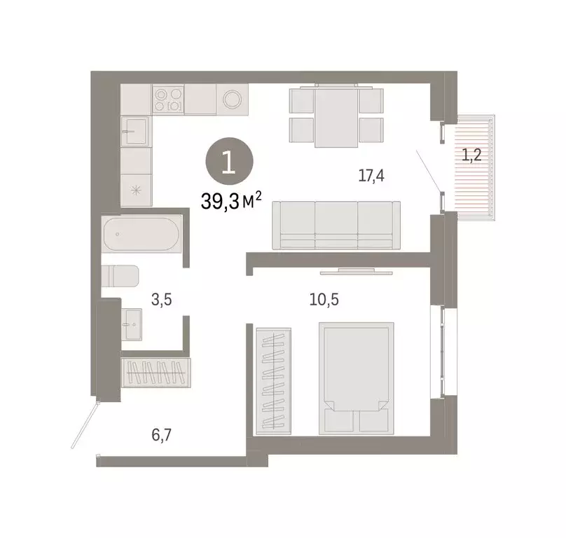 1-комнатная квартира: Москва, жилой комплекс Квартал Метроном (39.3 м) - Фото 0