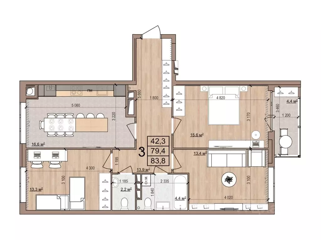 3-к кв. Рязанская область, Рязань Медицинская ул., 3 (83.8 м) - Фото 1