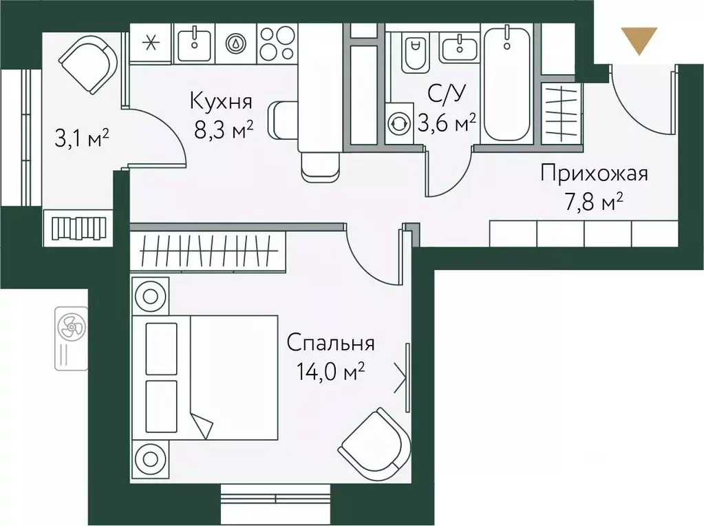 1-к кв. Волгоградская область, Волгоград Новосибирская ул., 74 (36.8 ... - Фото 0