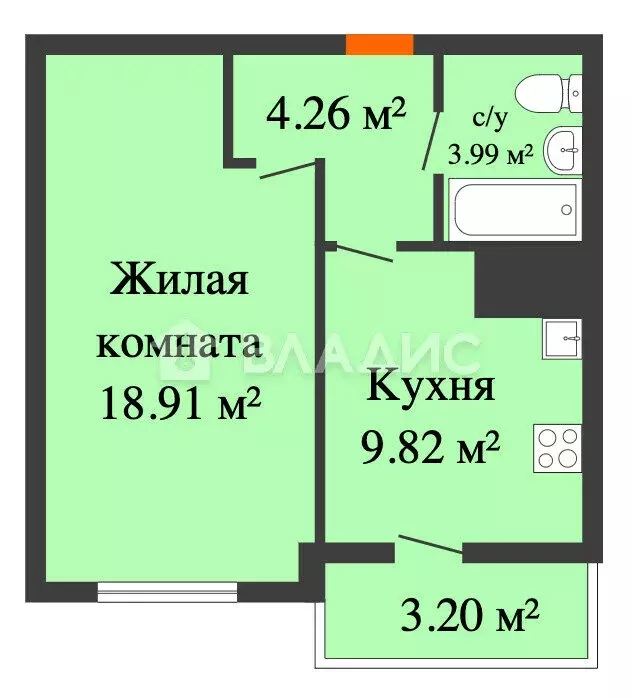 1-комнатная квартира: Кстово, улица Сутырина, 9 (38.58 м) - Фото 0