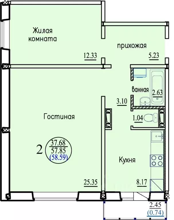 2-к кв. Новосибирская область, Новосибирск ул. В. Высоцкого, 143/9 ... - Фото 0