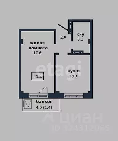 1-к кв. Красноярский край, Красноярск Соколовская ул., 64 (41.1 м) - Фото 2