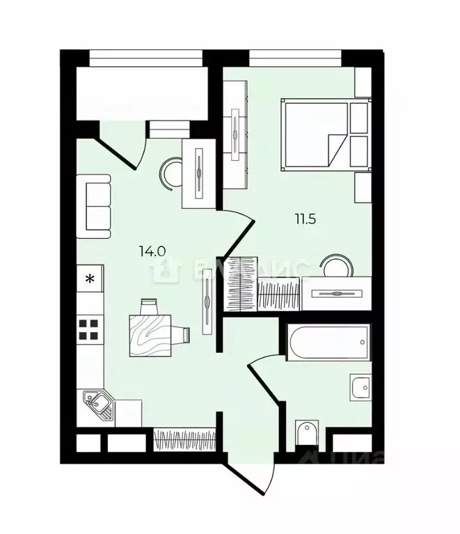 1-к кв. Ленинградская область, Всеволожский район, Заневское городское ... - Фото 2