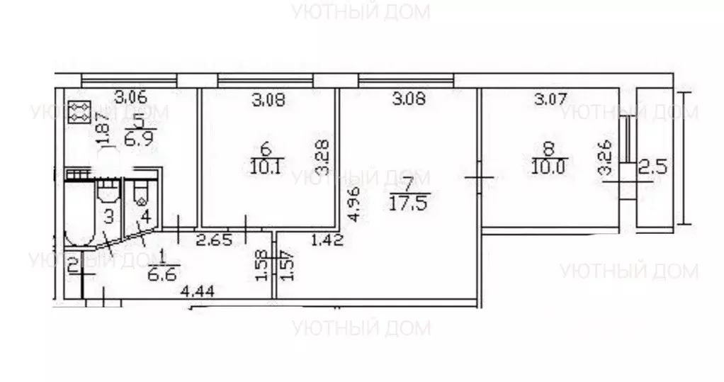 3-к кв. санкт-петербург ул. белы куна, 27к1 (54.0 м) - Фото 1