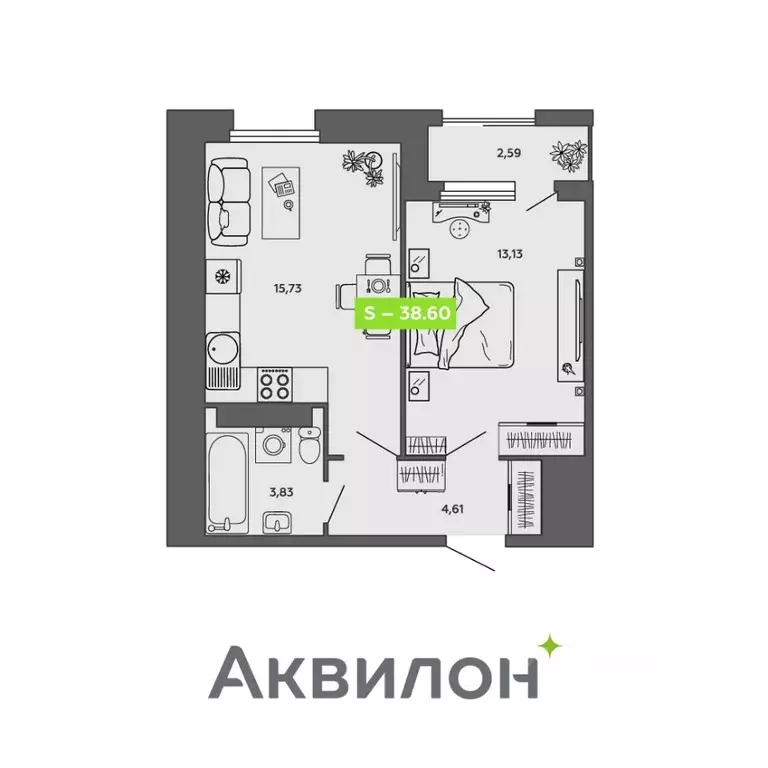 1-к кв. Архангельская область, Архангельск Ломоносовский округ,  (38.6 ... - Фото 1