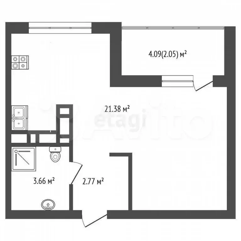 Квартира-студия, 30,3 м, 8/14 эт. - Фото 0