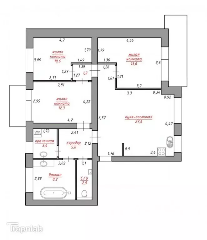 3-к кв. Ставропольский край, Ставрополь № 2 мкр, ул. Артема, 7А (87.7 ... - Фото 2