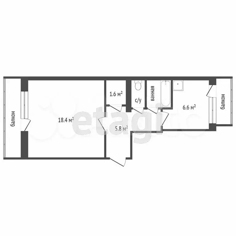 1-к. квартира, 27,2 м, 9/9 эт. - Фото 0