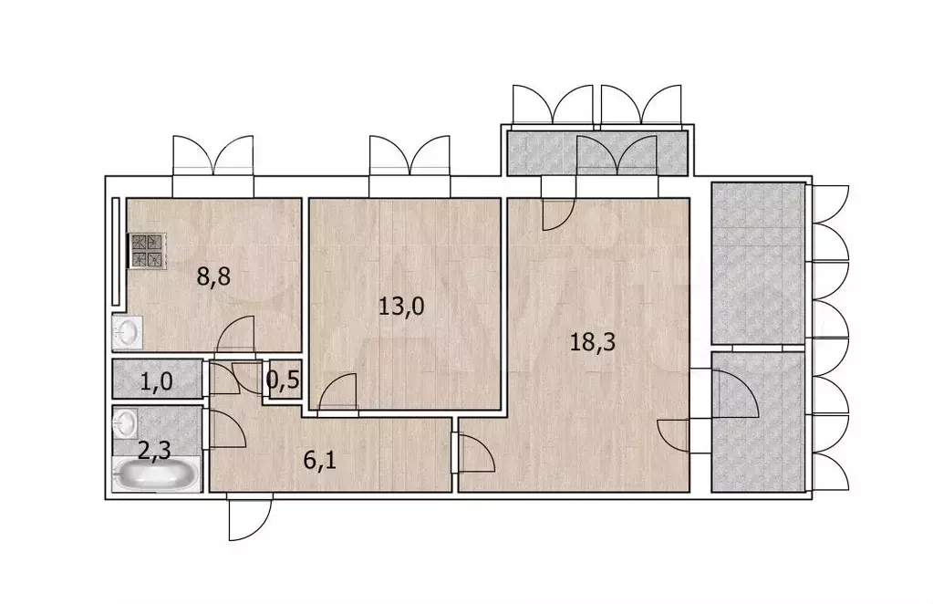 2-к. квартира, 50 м, 9/9 эт. - Фото 0