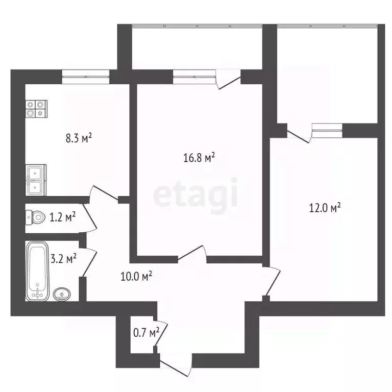 2-к кв. Крым, Евпатория просп. Победы, 65 (50.2 м) - Фото 2