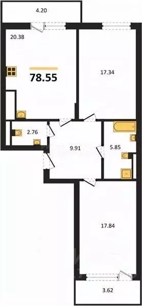 2-к кв. Калининградская область, Гурьевский муниципальный округ, пос. ... - Фото 2