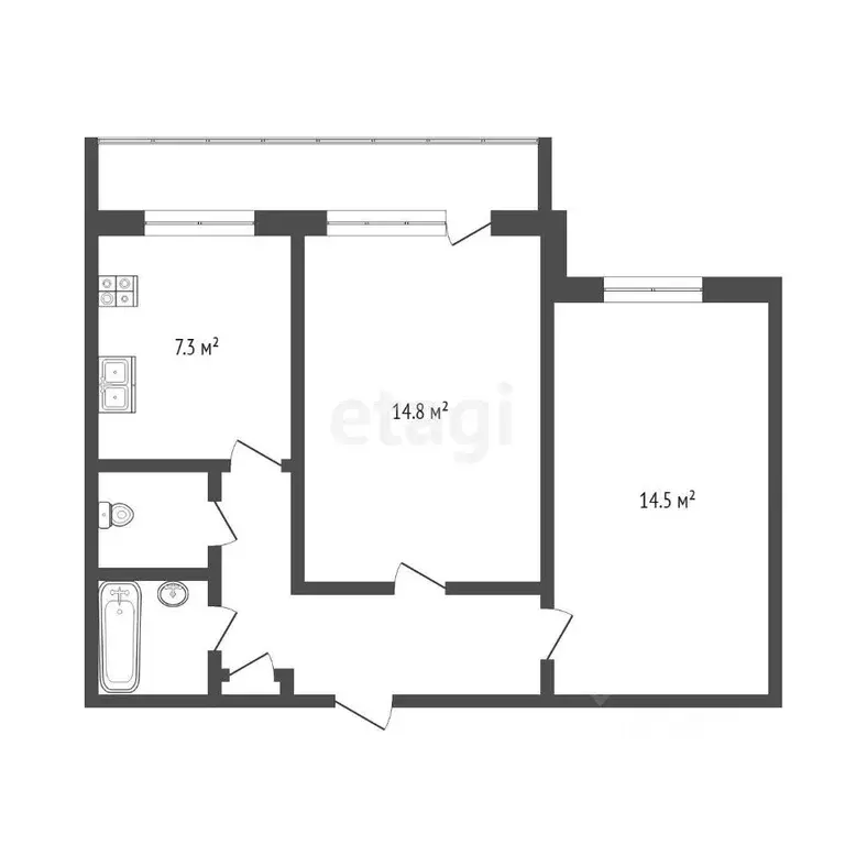 2-к кв. Тюменская область, Тюмень Холодильная ул., 11 (54.0 м) - Фото 1