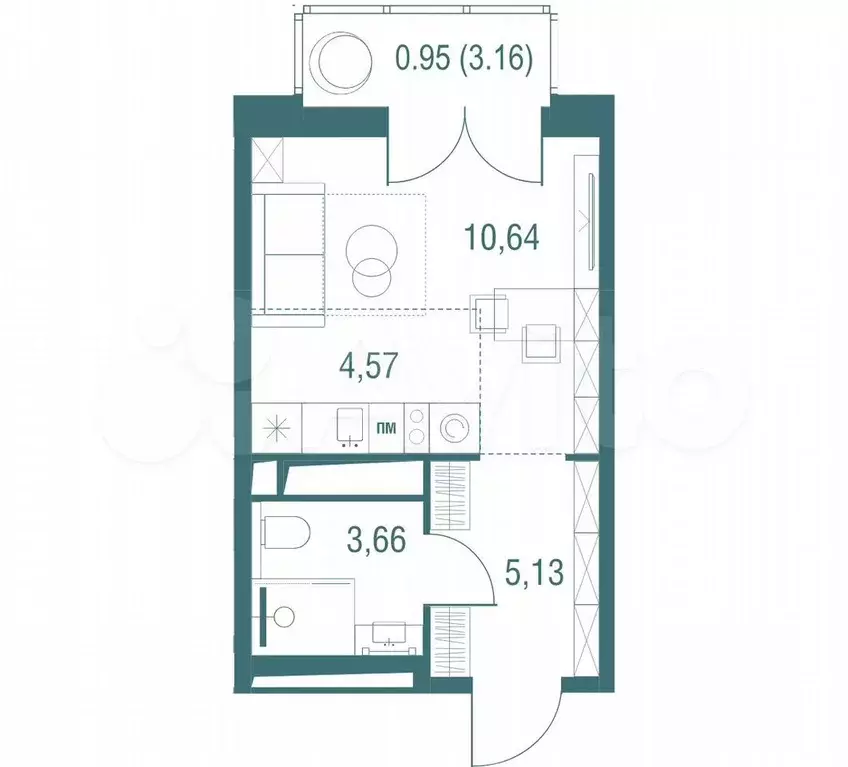 Квартира-студия, 25 м, 12/24 эт. - Фото 0
