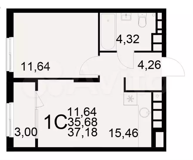 1-к. квартира, 37,2 м, 17/21 эт. - Фото 1