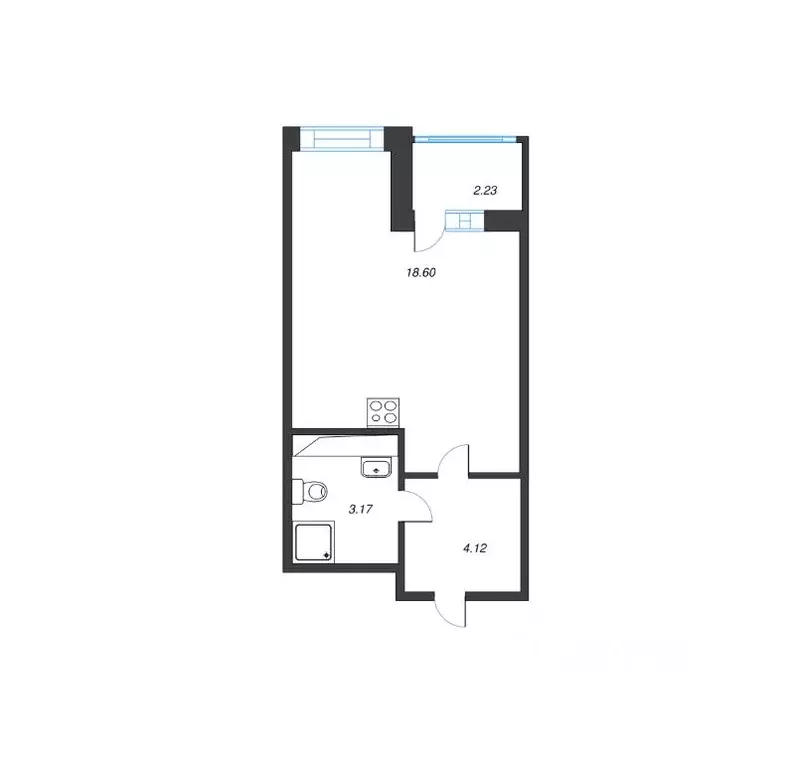 Студия Санкт-Петербург 1-й Предпортовый проезд, 1 (27.01 м) - Фото 2