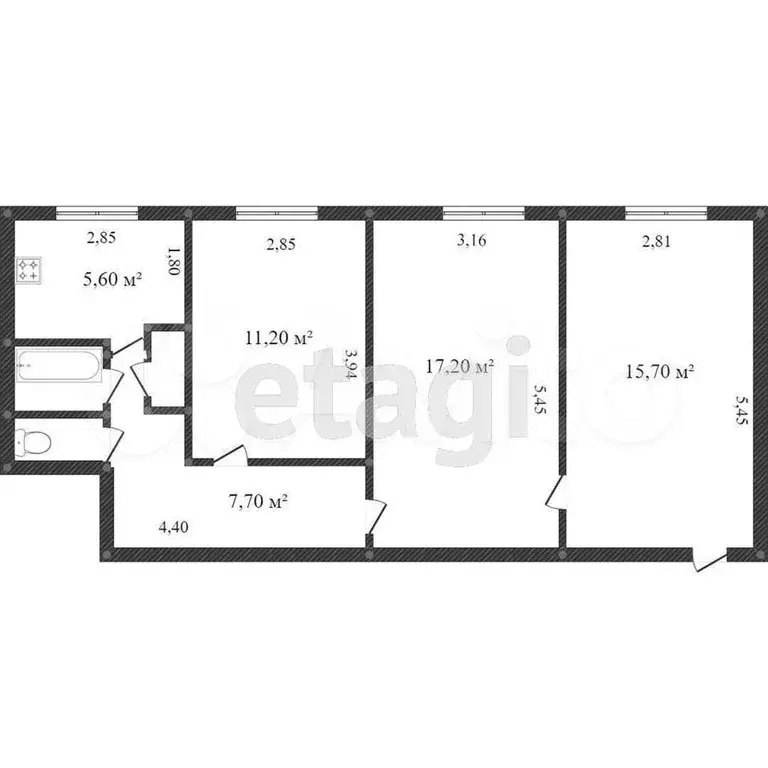 3-к. квартира, 65,5 м, 6/9 эт. - Фото 0