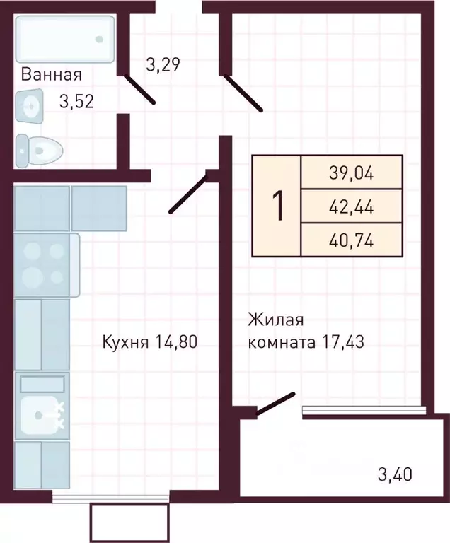 1-к кв. Чувашия, Новочебоксарск Советская ул., поз1 (40.74 м) - Фото 1