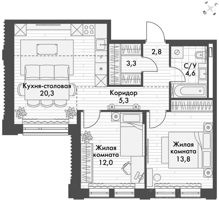 3-к кв. приморский край, владивосток ул. крылова, 10 (62.1 м) - Фото 0