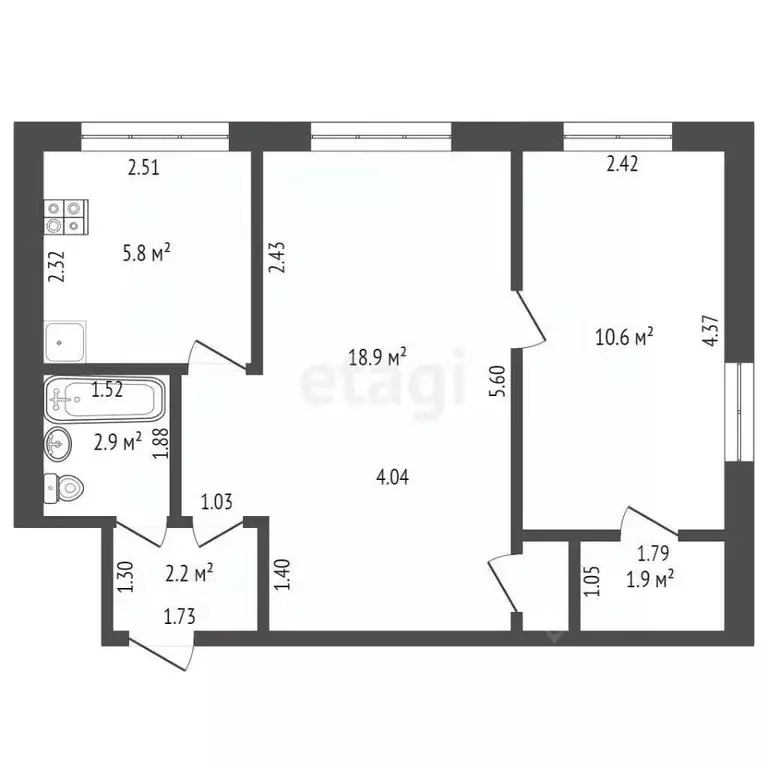 2-к кв. Забайкальский край, Чита ул. 9 Января, 20 (43.0 м) - Фото 1