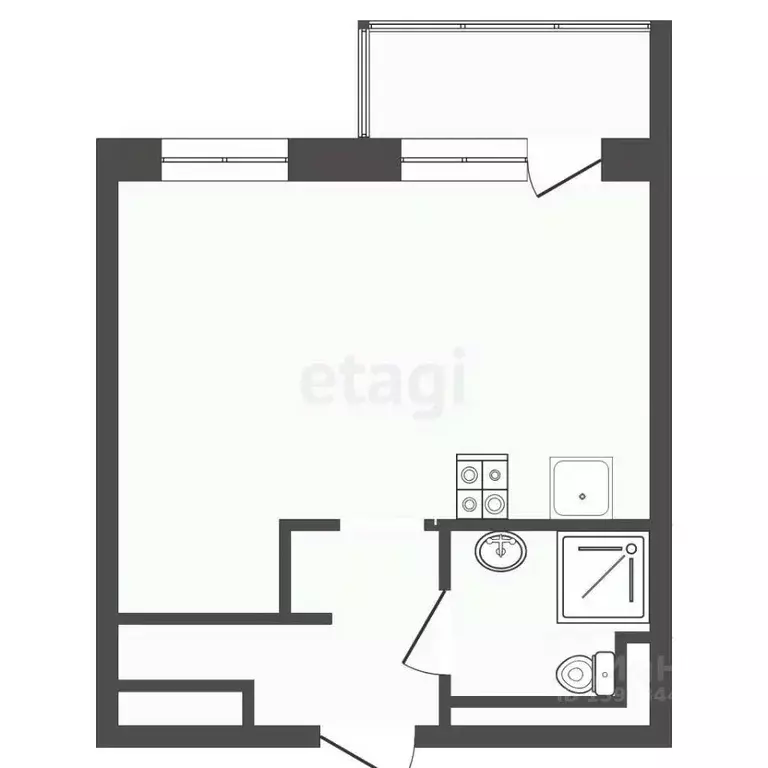 Студия Тюменская область, Тюмень Профсоюзная ул., 63к1 (34.0 м) - Фото 2