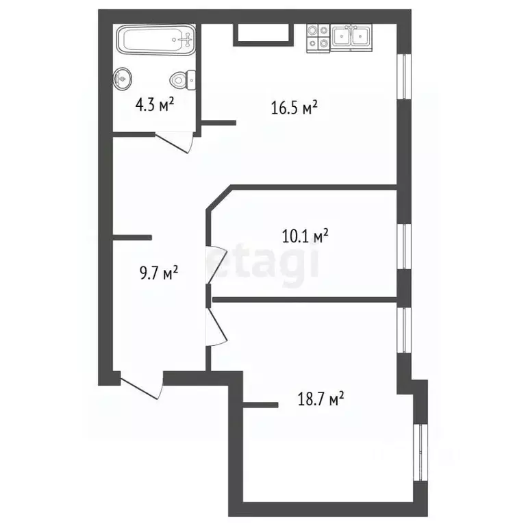 2-к кв. Санкт-Петербург 5-я Красноармейская ул., 6 (57.4 м) - Фото 2