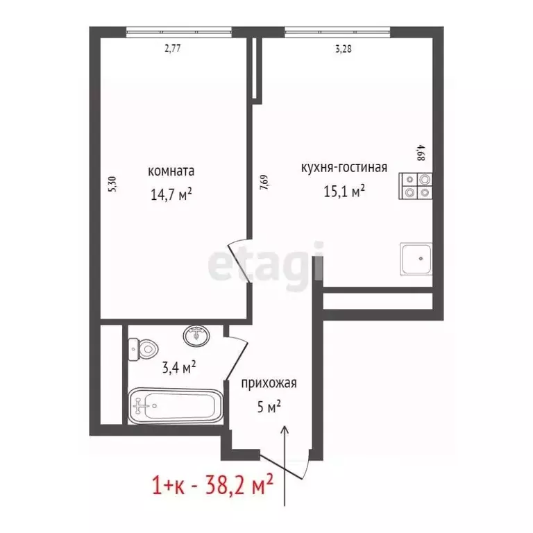 1-к кв. Свердловская область, Екатеринбург ул. Онежская, 4 (38.2 м) - Фото 2