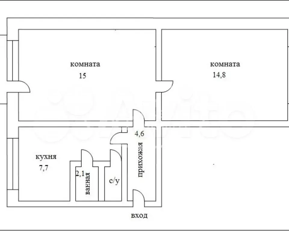 2-к. квартира, 40,7 м, 1/5 эт. - Фото 0