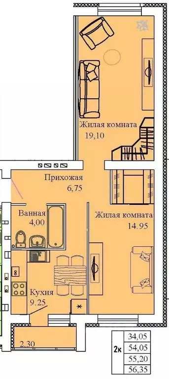 2-к кв. Ивановская область, Кохма Просторный мкр,  (56.35 м) - Фото 0