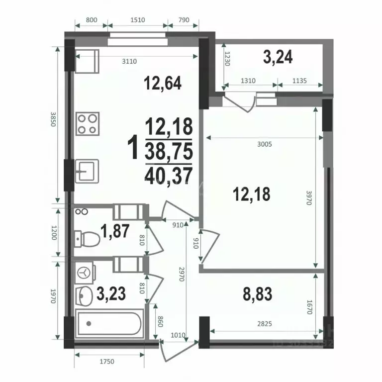 1-к кв. Владимирская область, Ковров Еловая ул., 11 (40.37 м) - Фото 0