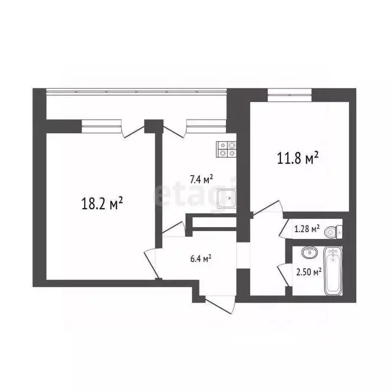 2-к кв. Ульяновская область, Ульяновск Инзенская ул., 39 (48.3 м) - Фото 2