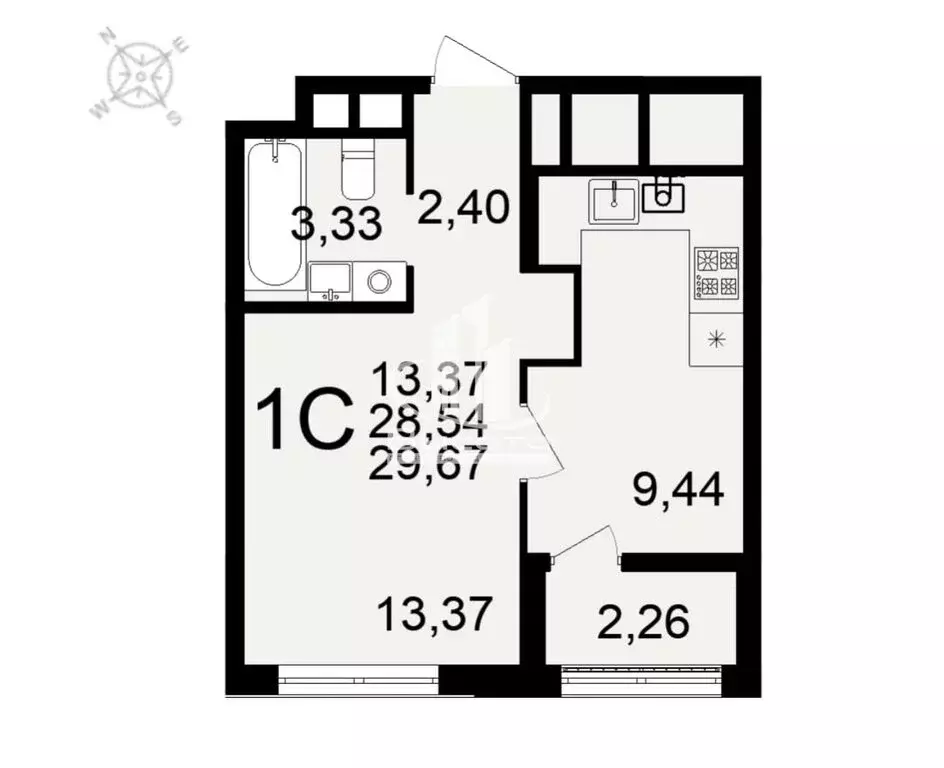 1-комнатная квартира: Рязань, Льговская улица, 10 (28.3 м) - Фото 1