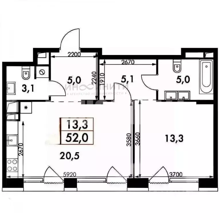2-к кв. Москва Снежная ул., 20А (52.0 м) - Фото 2