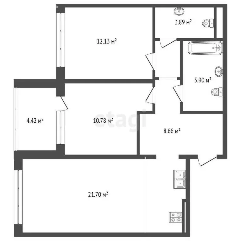 2-комнатная квартира: Тюмень, улица Муравленко, 9/2 (69.37 м) - Фото 0