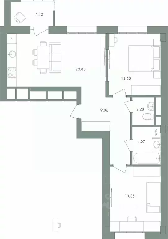 2-к кв. Ханты-Мансийский АО, Ханты-Мансийск ул. Энгельса, 18 (66.21 м) - Фото 0