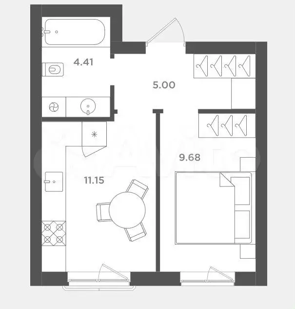 1-к. квартира, 30 м, 3/3 эт. - Фото 0