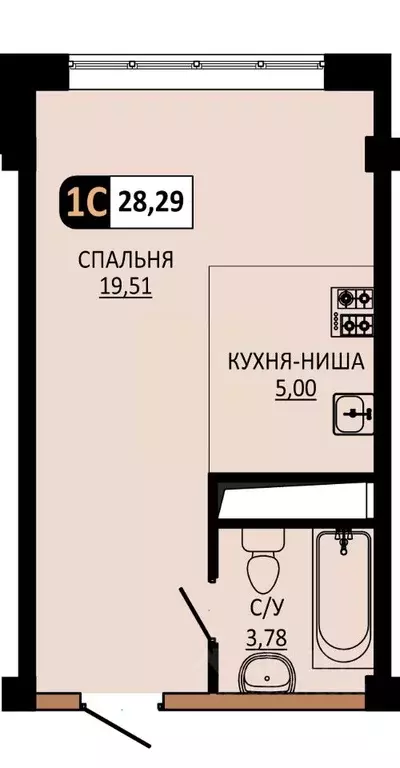 Студия Ставропольский край, Пятигорск  (28.29 м) - Фото 1