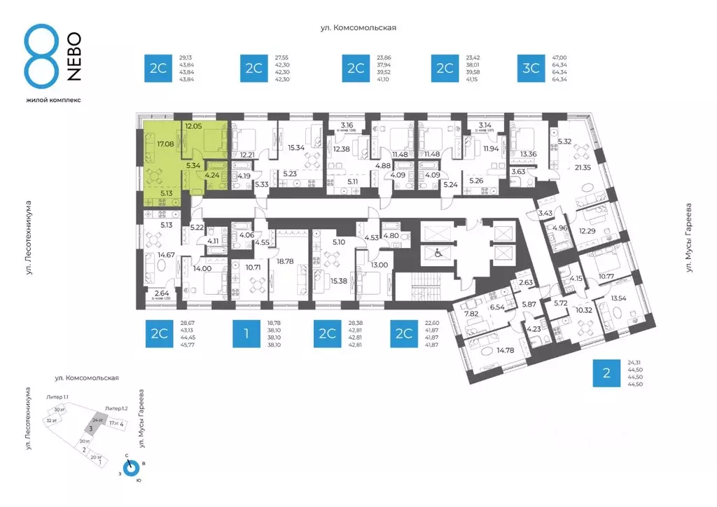 2-к кв. Башкортостан, Уфа Глумилино-1 мкр, 8-е Небо жилой комплекс ... - Фото 2
