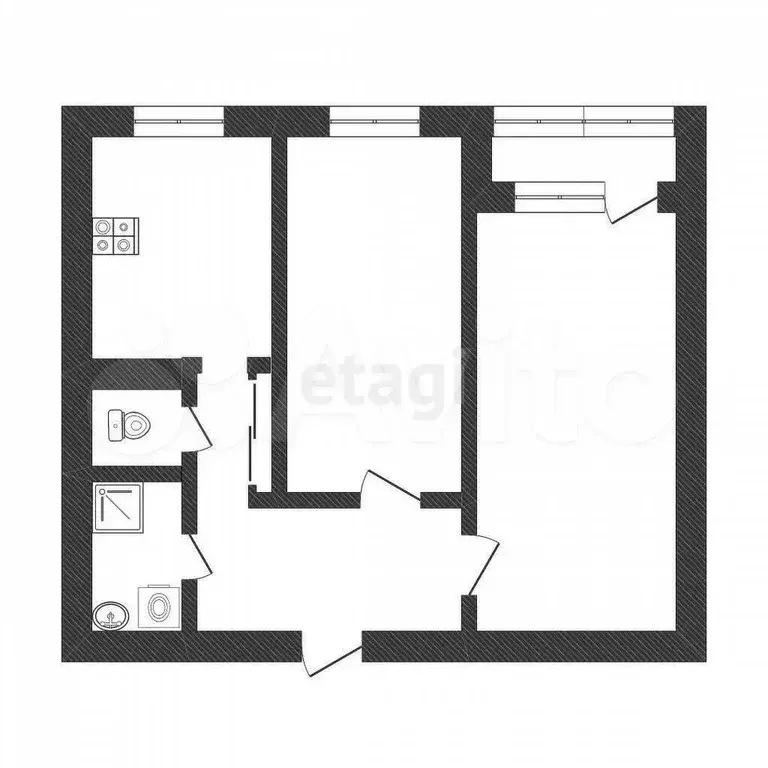 2-к. квартира, 48,1 м, 6/9 эт. - Фото 0