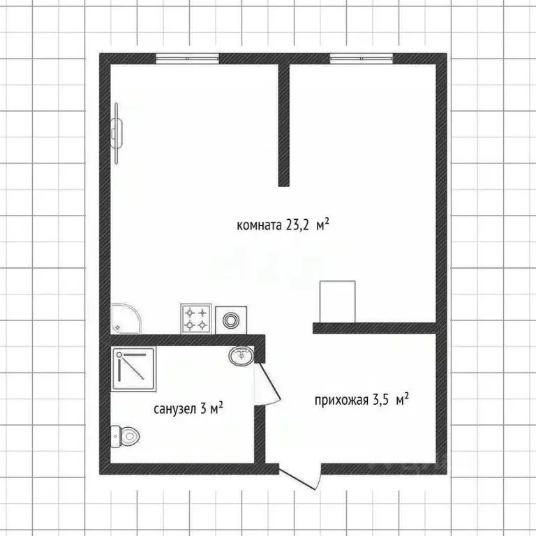Студия Краснодарский край, Горячий Ключ ул. Ярославского, 111 (29.7 м) - Фото 1